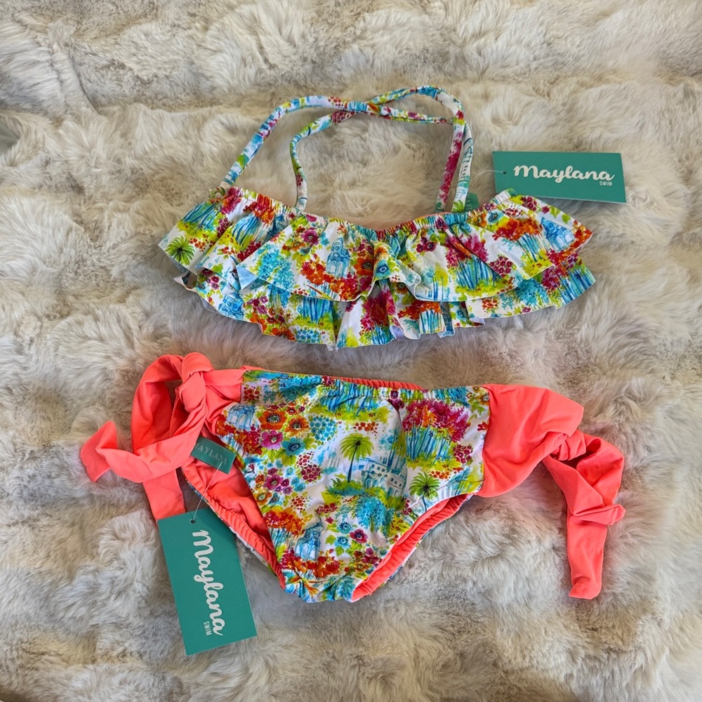 Floral Kids Bikini - Pink and Multicolor
